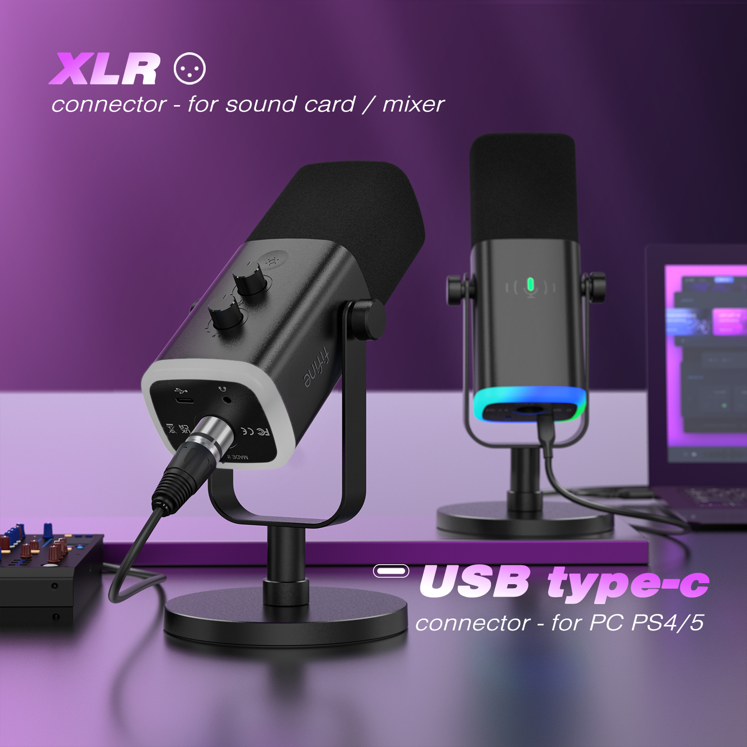 FIFINE-Microphone dynamique USB/XLR avec bouton tactile muet, prise téléphonique pour sauna, commandes d'E/S, pour table de mixage PC PS5/4, micro de jeu, Ampligame AM8 AI0001 – Image 6