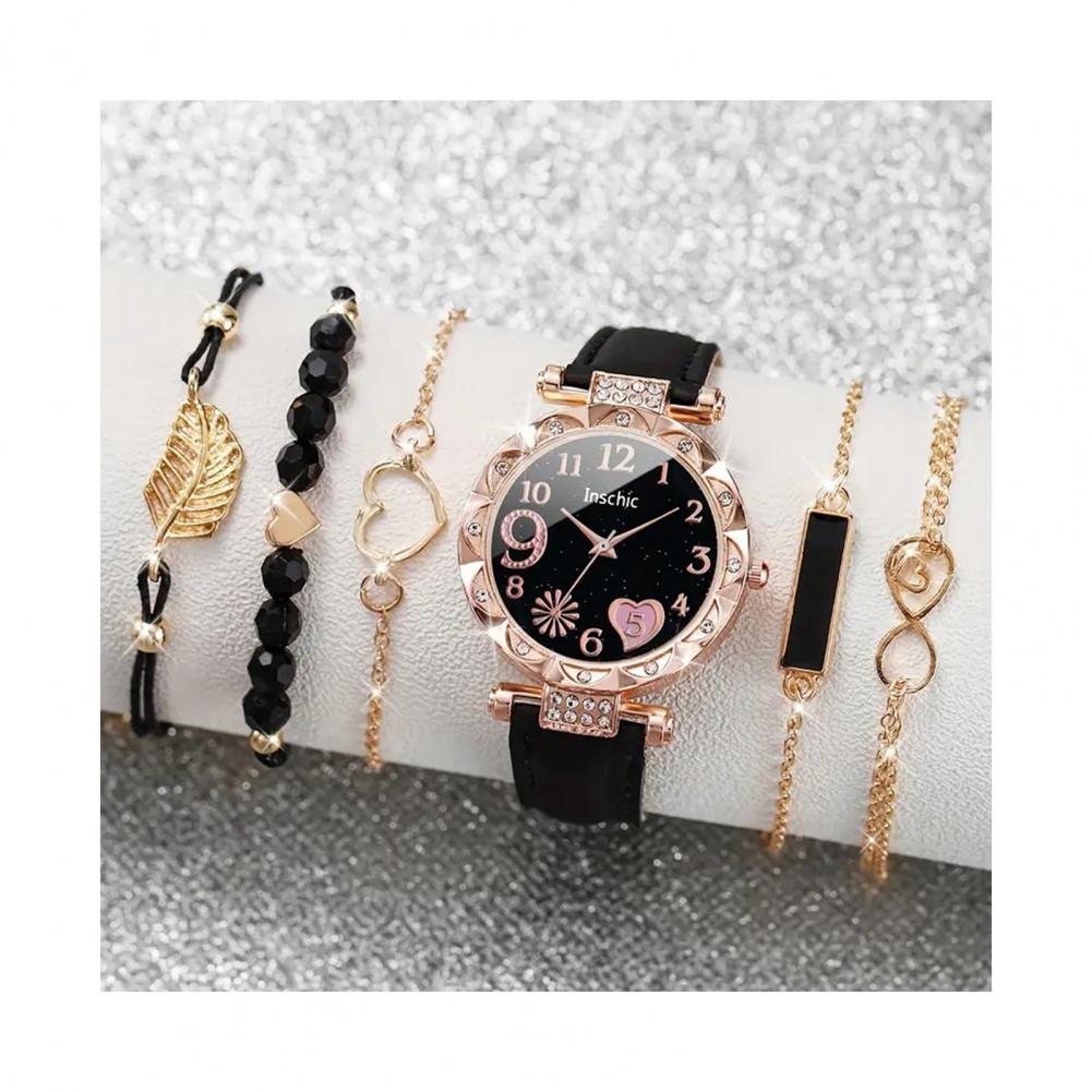Ensemble de bracelets de montre en acier inoxydable, cadran rond, décor en biscuits, différents JOBracelets, haute précision, décoration de poignet, sans retard, 1 ensemble AI0001