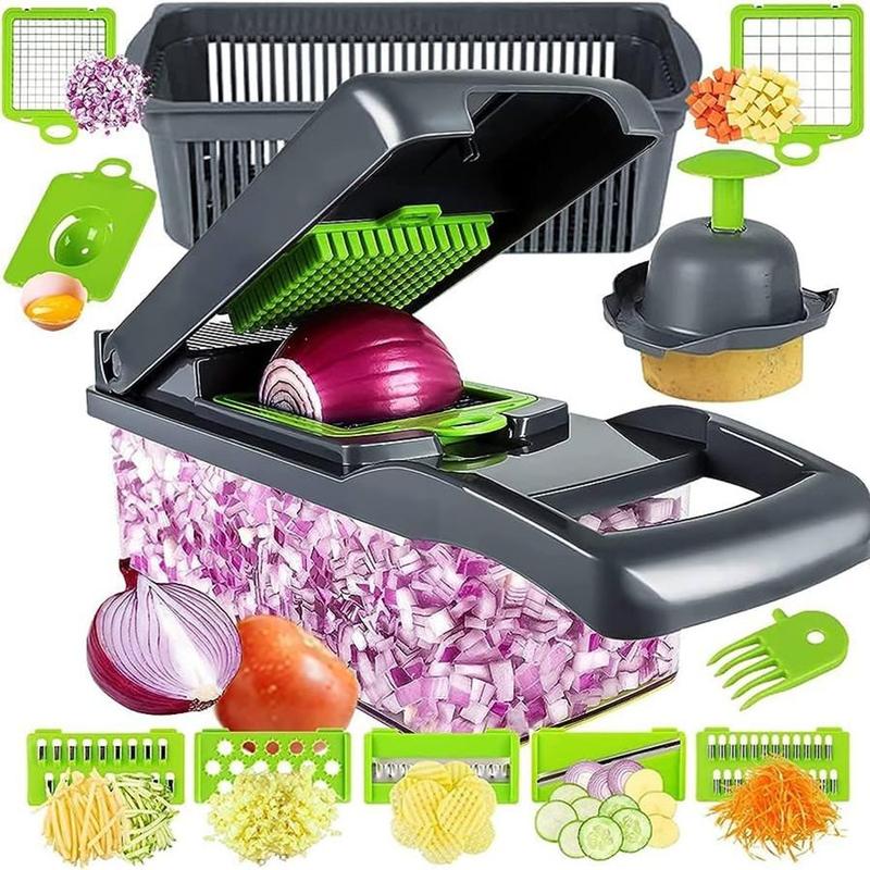 Hachoir à légumes multifonctionnel 15 en 1, trancheuse à légumes durable, râpe à oignons et pommes de terre, hachoir à légumes AI0001 – Image 2
