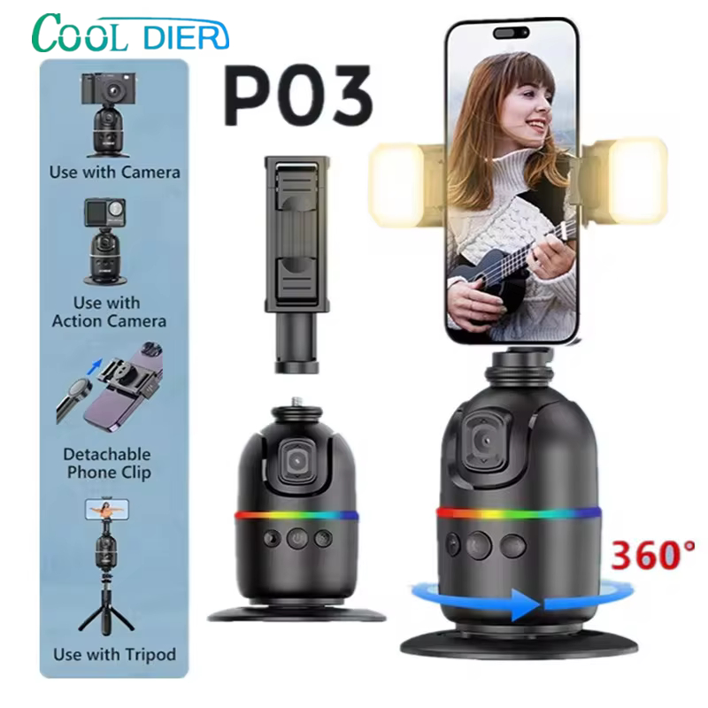COadvocate DIER AI-Cardan Intelligent à 360 ° avec Suivi existent du Visage, Rotation Tout-en-Un pour Smartphone, Stabilisateur de Vlog Vidéo, Support de Téléphone AI0001