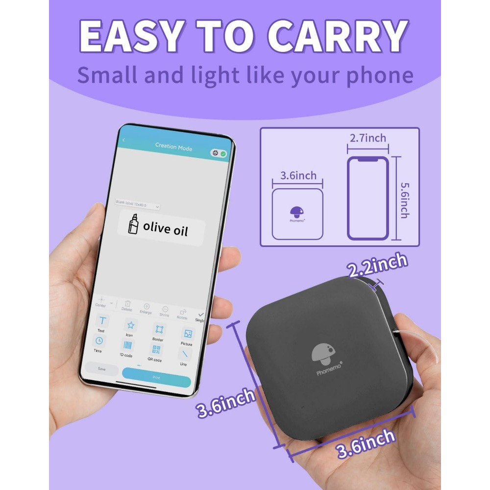Phomemo-Imprimante d'étiquettes thermiques sans encre, étiqueteuse Q30, mini autocollant, Bluetooth, portable, déterminer la petite étiqueteuse pour le bureau d'affaires AI0001 – Image 2
