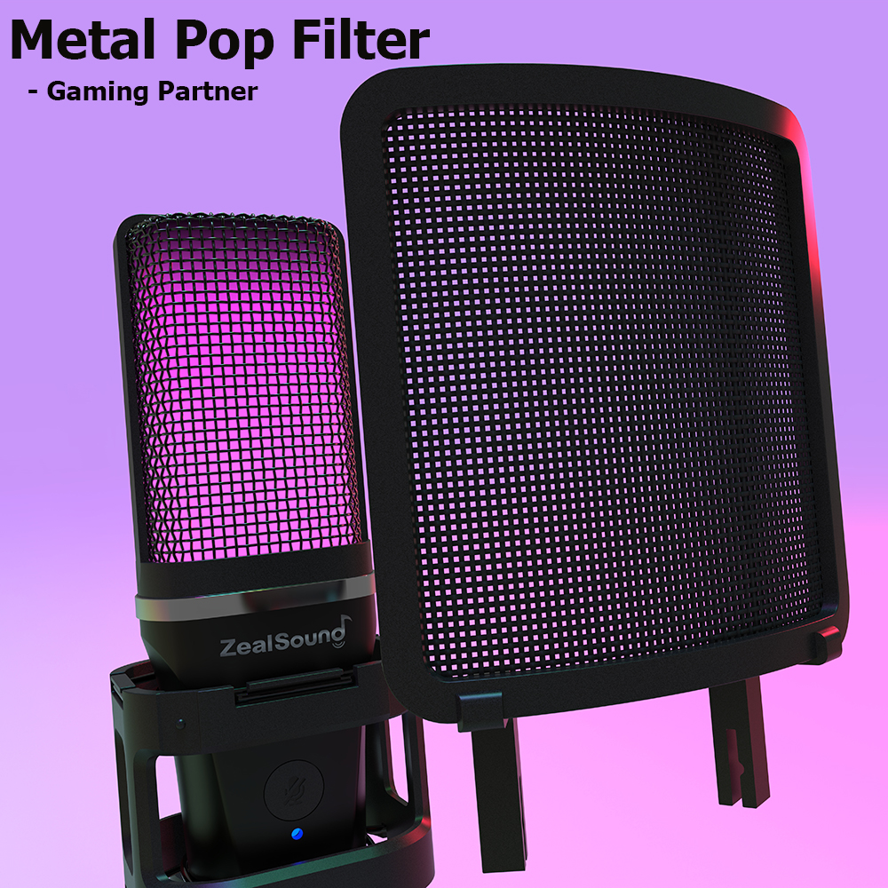 Zealsound – Microphone de jeu à condensateur USB RGB, pour PC, PS4, PS5, Mac, avec filtre Pop et sortie casque, micro pour ordinateur portable AI0001 – Image 4