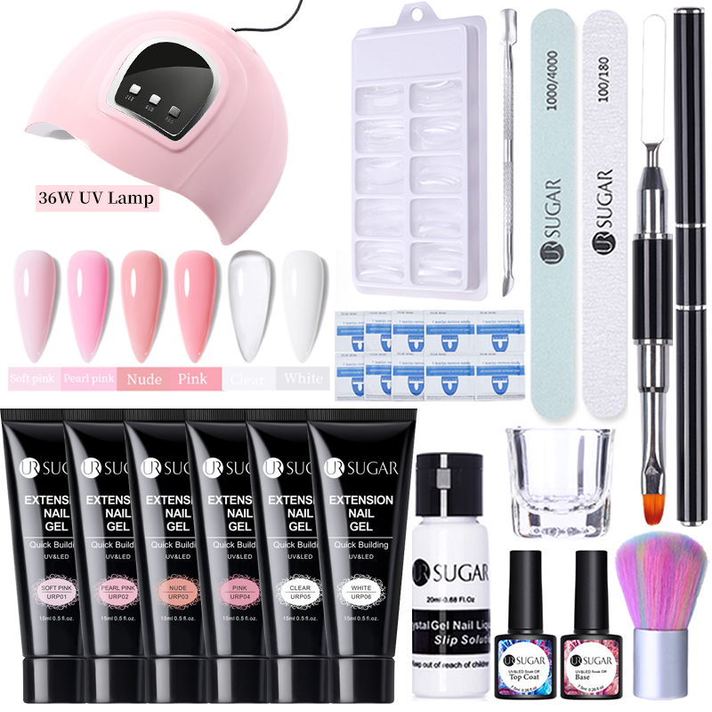 UR SUGAR-Kit de manucure complet pour extension d'ongles, ensemble de gel pour extension des doigts, kit d'outils d'extension rapide, lampe LED 6W, 15ml AI0001 – Image 6