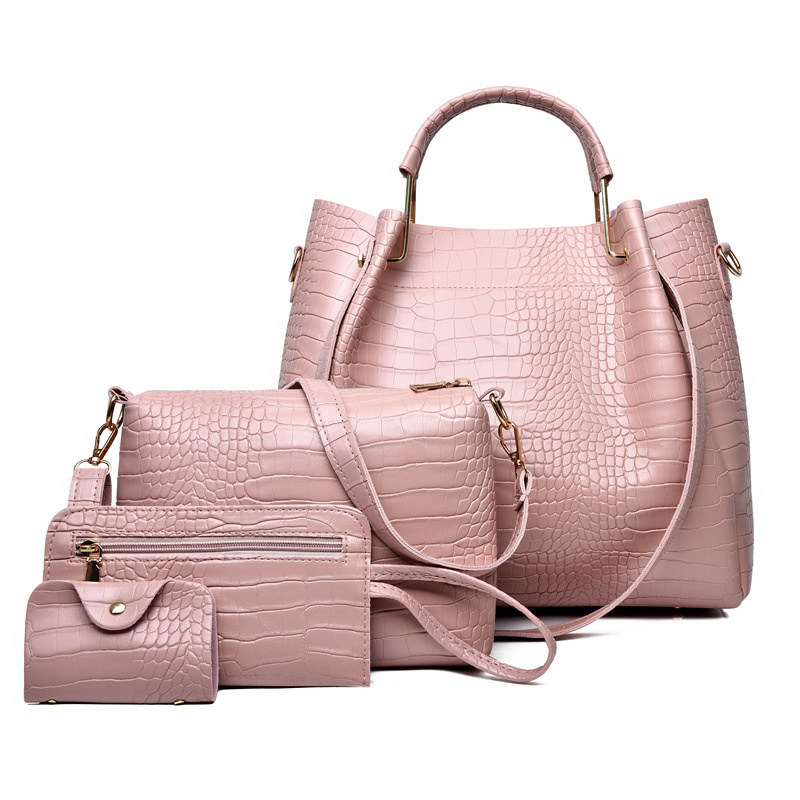 Sac à main en cuir vintage de grande capacité pour femme, sac à main incliné, mode initiée, ensemble de 4 pièces AI0001 – Image 4