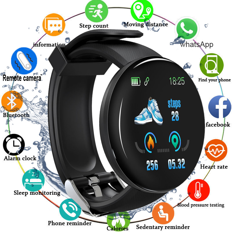 Montre intelligente D18 pour hommes et femmes, montre intelligente, tension artérielle, étanche, montres numériques, sport, suivi de la condition physique, Apple Watch Band AI0001 – Image 6