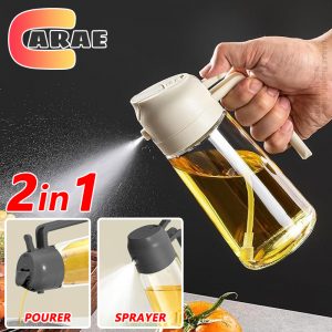 Bouteille d'huile africaine 2 en 1, vaporisateur et verseur, récipient en plastique, distributeur d'huile de cuisine, vaporisateur Cruet pour camping barbecue, 500ml AI0001
