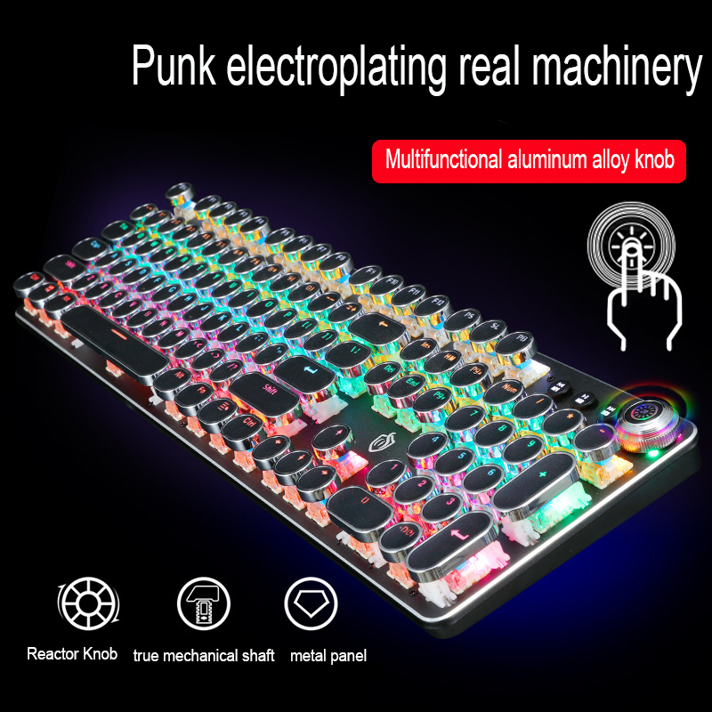 Clavier de jeu mécanique filaire rétro, punk 104 prédire, rétro4.2 RVB, ordinateur, e-sports, périphériques, ordinateur de bureau AI0001 – Image 4