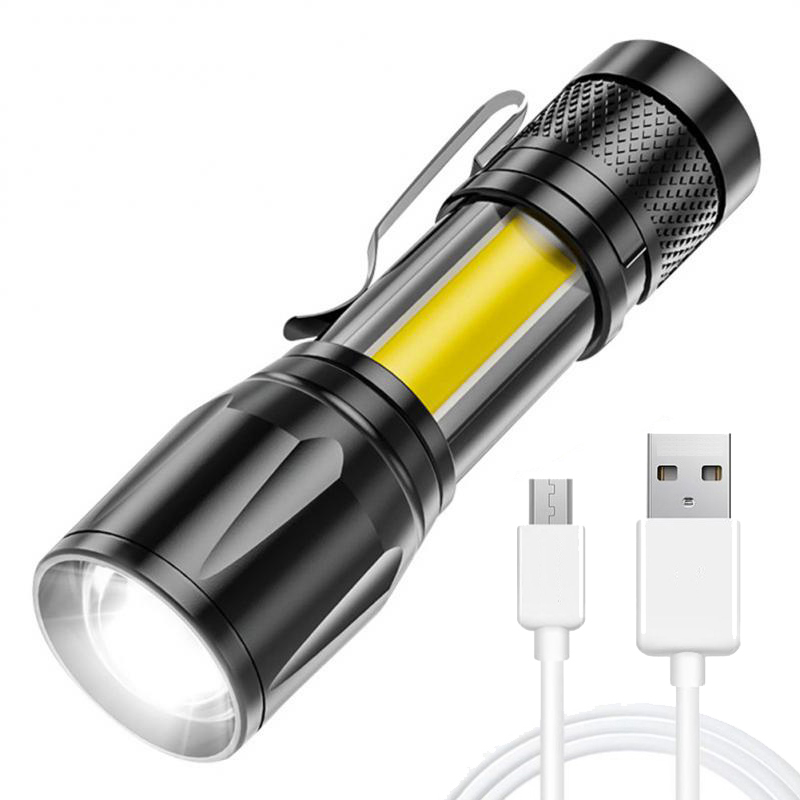 Lampe de poche à lumière LED avec batterie Rechargeable, Zoom, torche tactique pour Camping en plein air, lanterne à chargeur USB AI0001 – Image 2