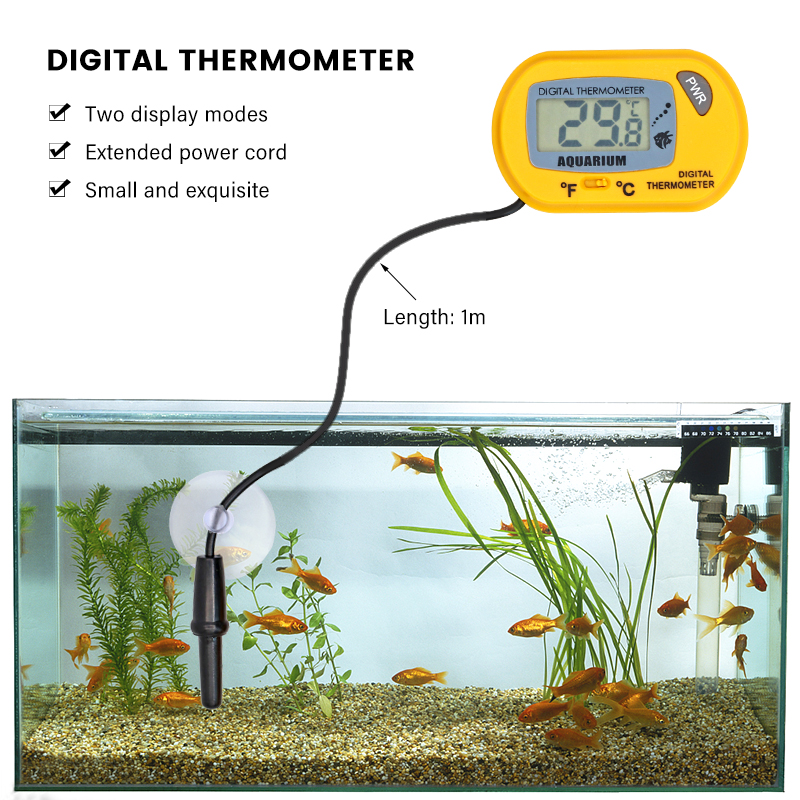 Therye.com-Compteur d'eau numérique LCD pour aquarium, détecteur de température, alarme de poisson, outil de fournitures pour animaux de compagnie, précieux poisson AI0001 – Image 2