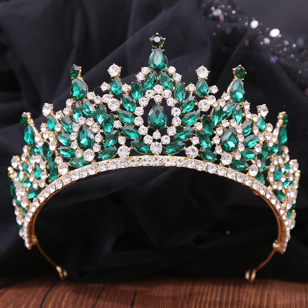 KMVEXO-Vêtements de sauna pour patients, couronne de fête absorbe ouissante pour dames, diadèmes de performance exquis, bijoux d'anniversaire luxueux, couleur verte AI0001 – Image 2