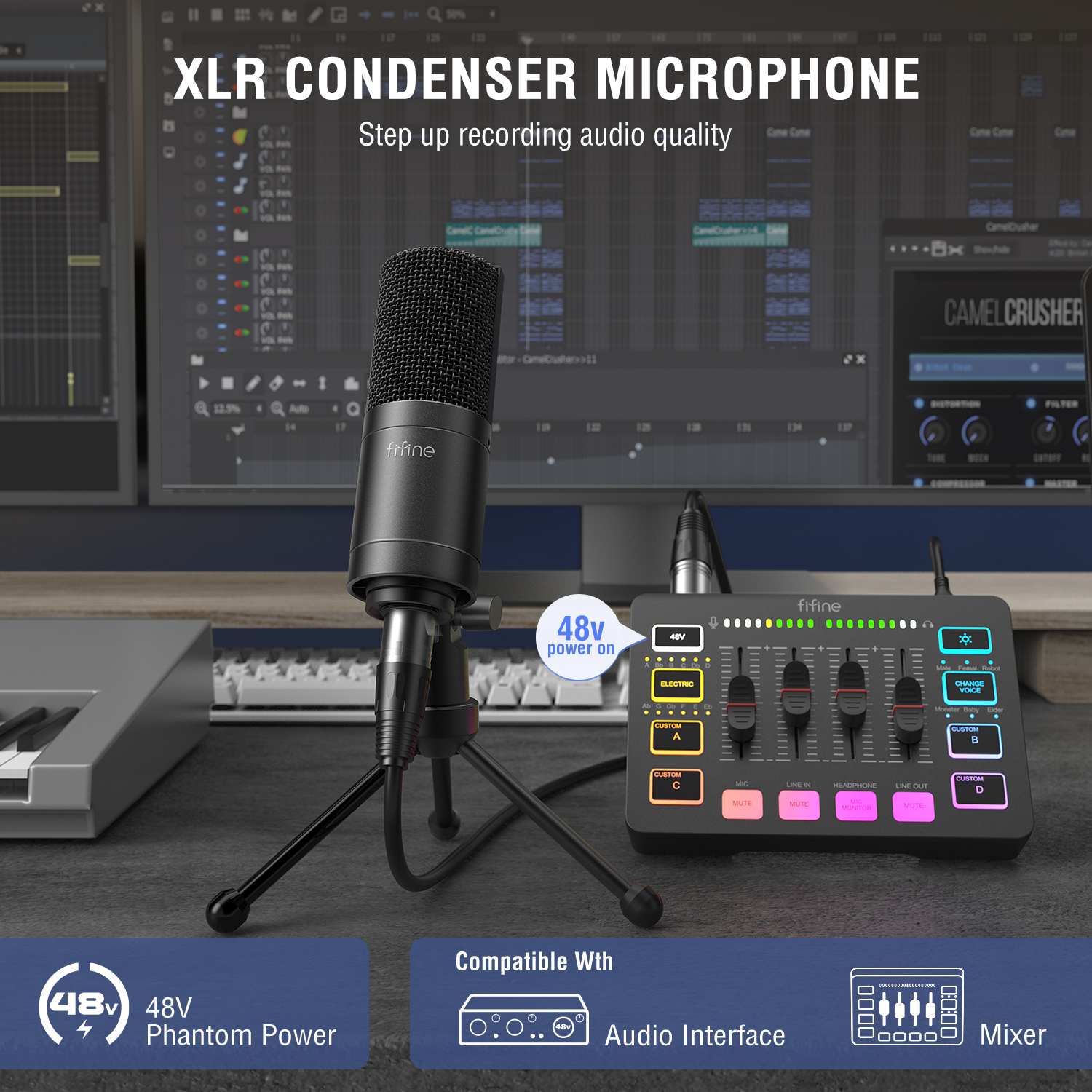 FIFINE-Microphone XLR à condensateur K669C, pour studio, podcast, chant, statique, vocal, diffusion vocale, cardioïde AI0001 – Image 5