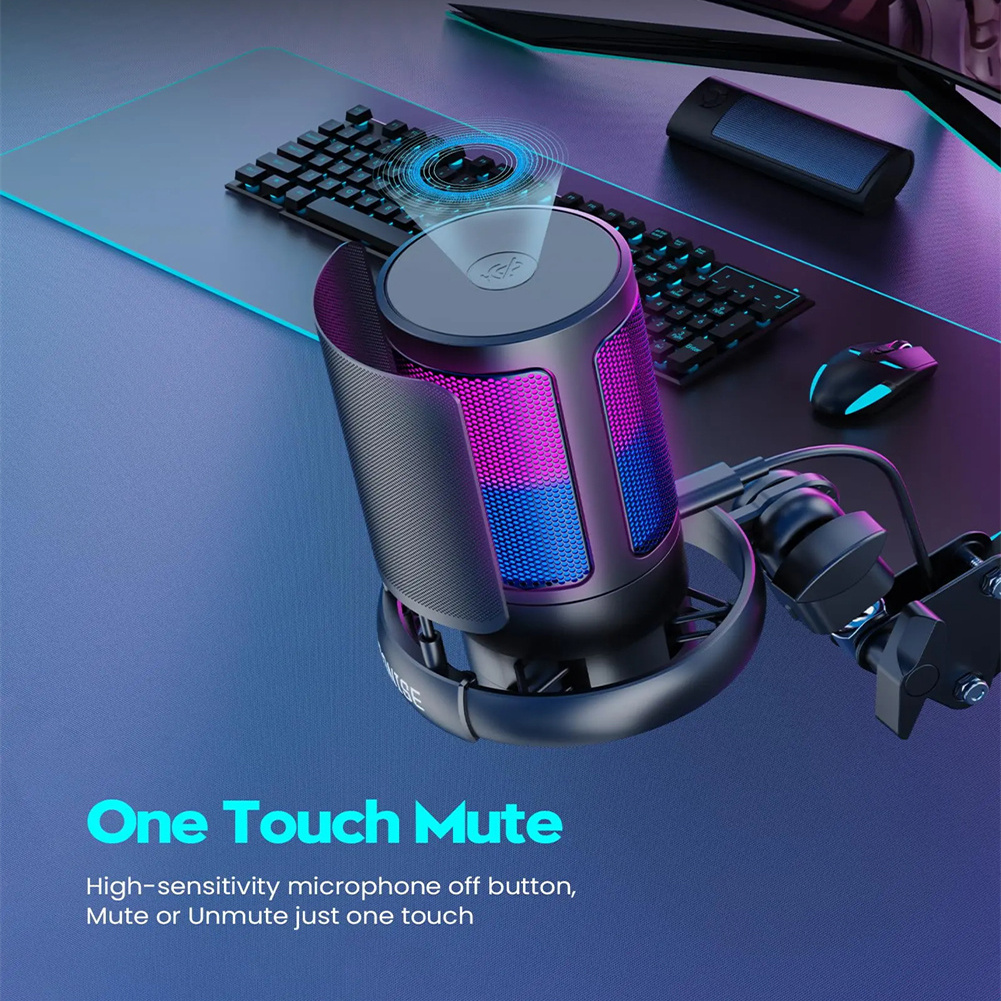 Microphone à condensateur USB RVB avec support HONStand en métal, micro de bureau pour Studio Static, Esports, appel de jeu AI0001 – Image 2