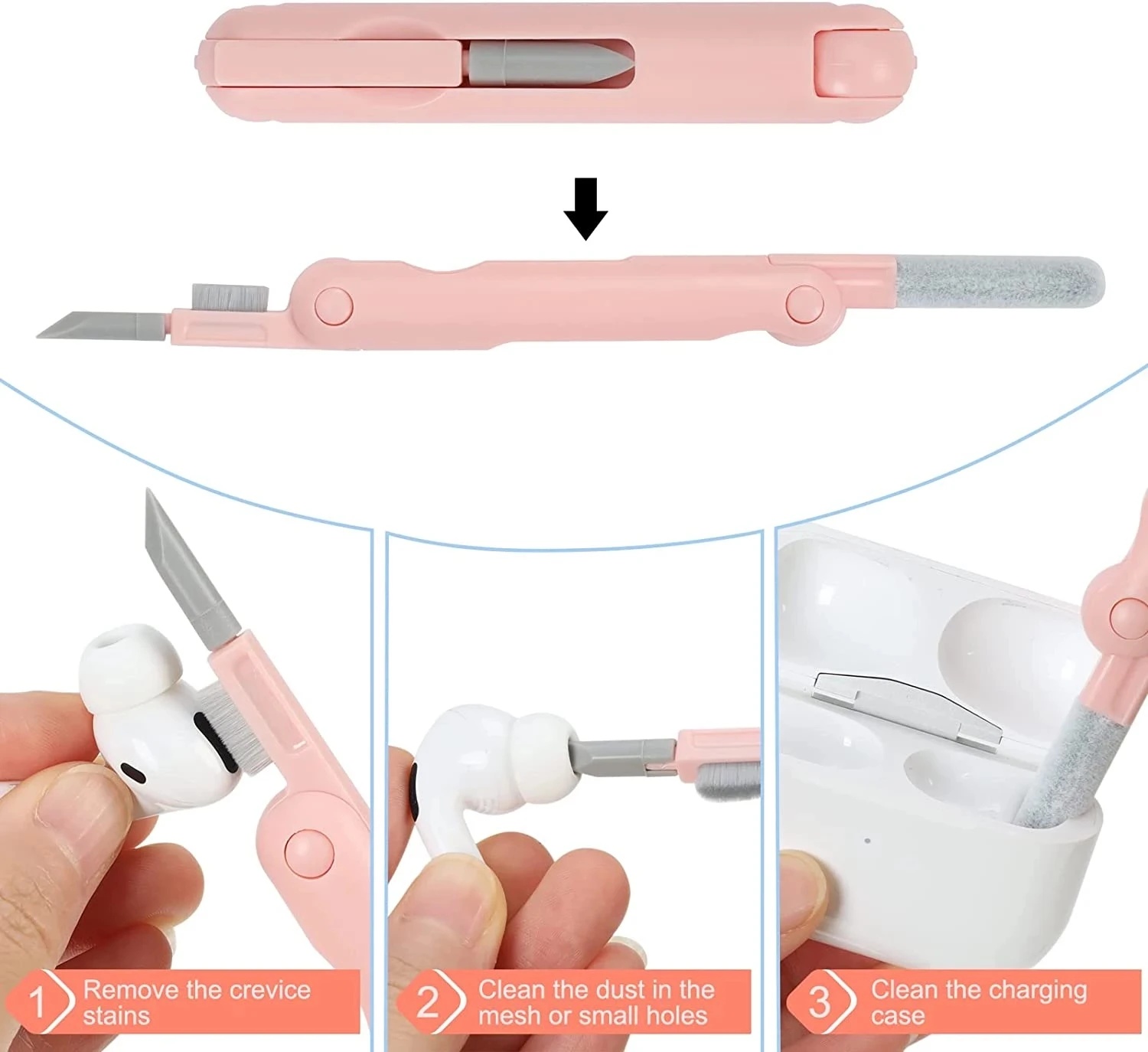 Kit de brosse de nettoyage de clavier d'ordinateur, étui pour casque multifonctionnel, outils de livres, bouteille de pulvérisation, nettoyage, agaçant, écran, livres, 7 en 1 AI0001 – Image 3
