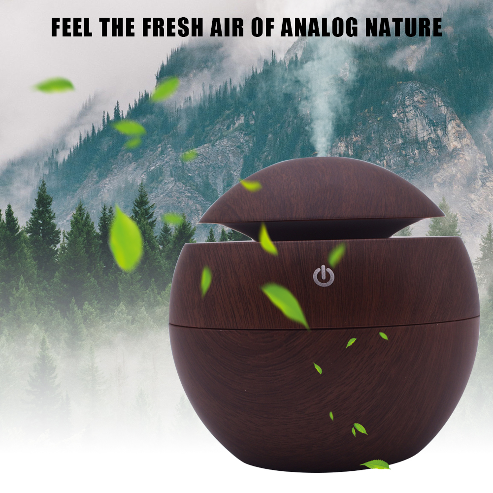 Mini Humidificateur d'Air Ultrasonique en Bois Mars, Diffuseur Ultra Silencieux avec Lumière LED Colorée pour Salon, Chambre à Coucher, Bureau, Dortoir, 130ml AI0001 – Image 3