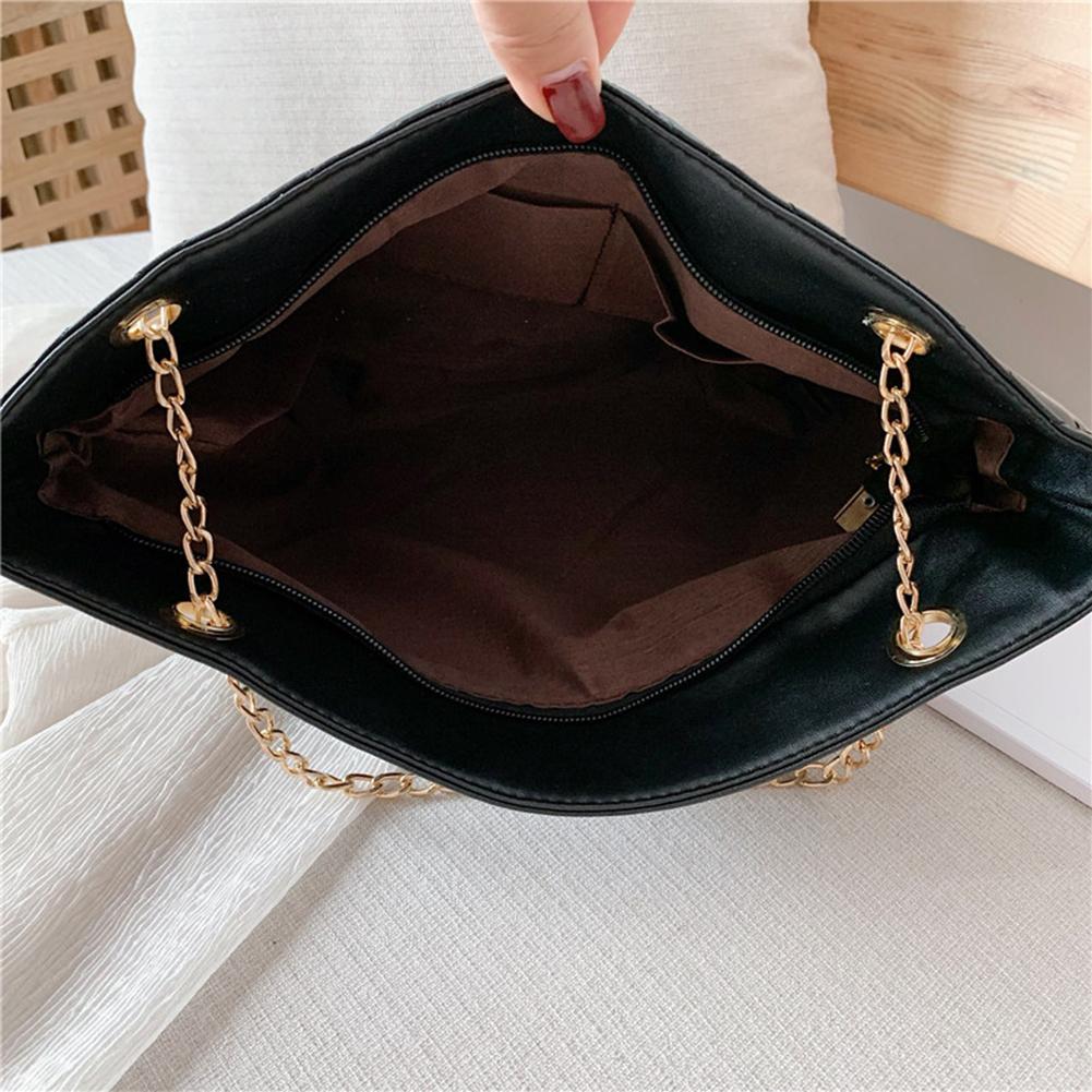 Sacs à main en cuir PU pour femmes, sacs à bandoulière décontractés de grande capacité avec chaîne, poignée supérieure, sacs à bandoulière couleur unie AI0001 – Image 3