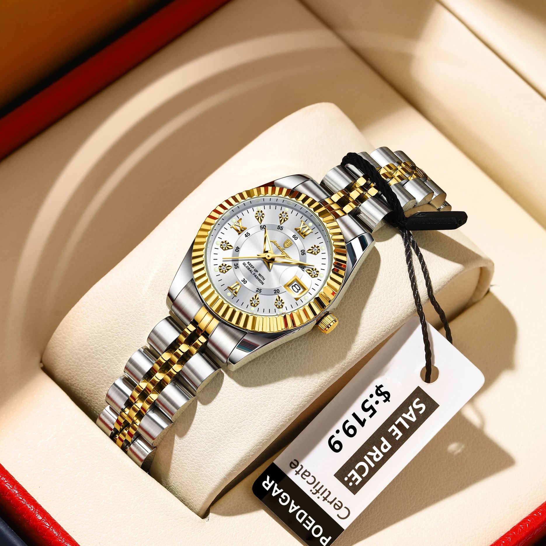 POEDAGAR-Montre de Luxe Élégante pour Femme, en Acier Inoxydable, Étanche, à Quartz, pour Fille AI0001 – Image 6