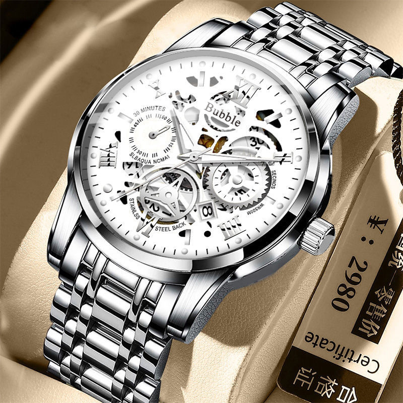 UTHAI-Montre-bracelet à quartz pour homme, léger, haut de gamme, luxe, polyvalent, étanche, creux romain, horloge masculine AI0001 – Image 3