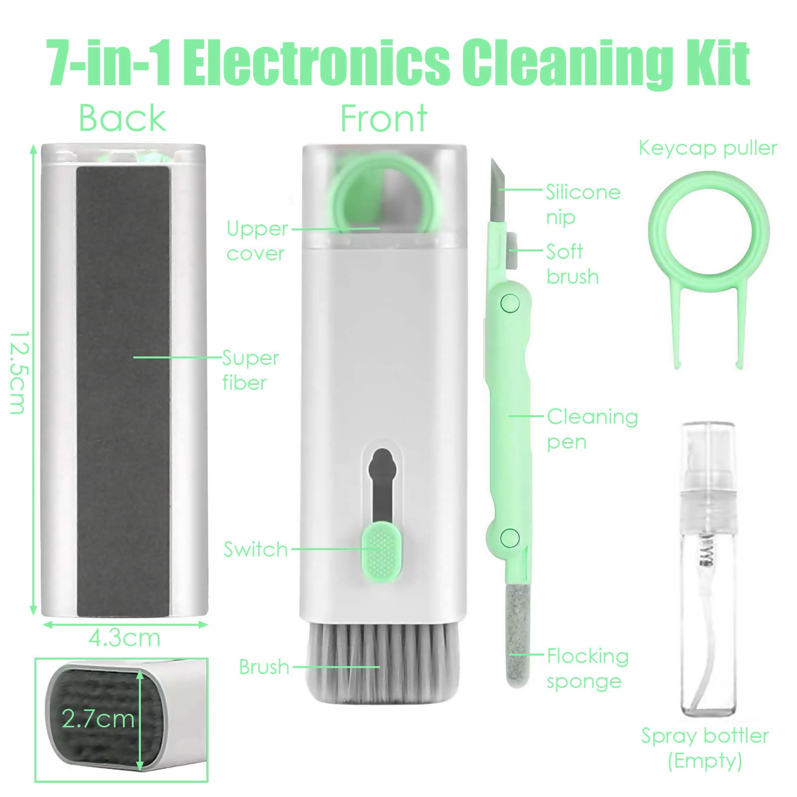 Kit de nettoyage de téléphone portable 7 en 1, Kit de nettoyage de clavier d'ordinateur, Airpods Pro iPad téléphone MacBook, oreillettes, Kit de brosse AI0001 – Image 6