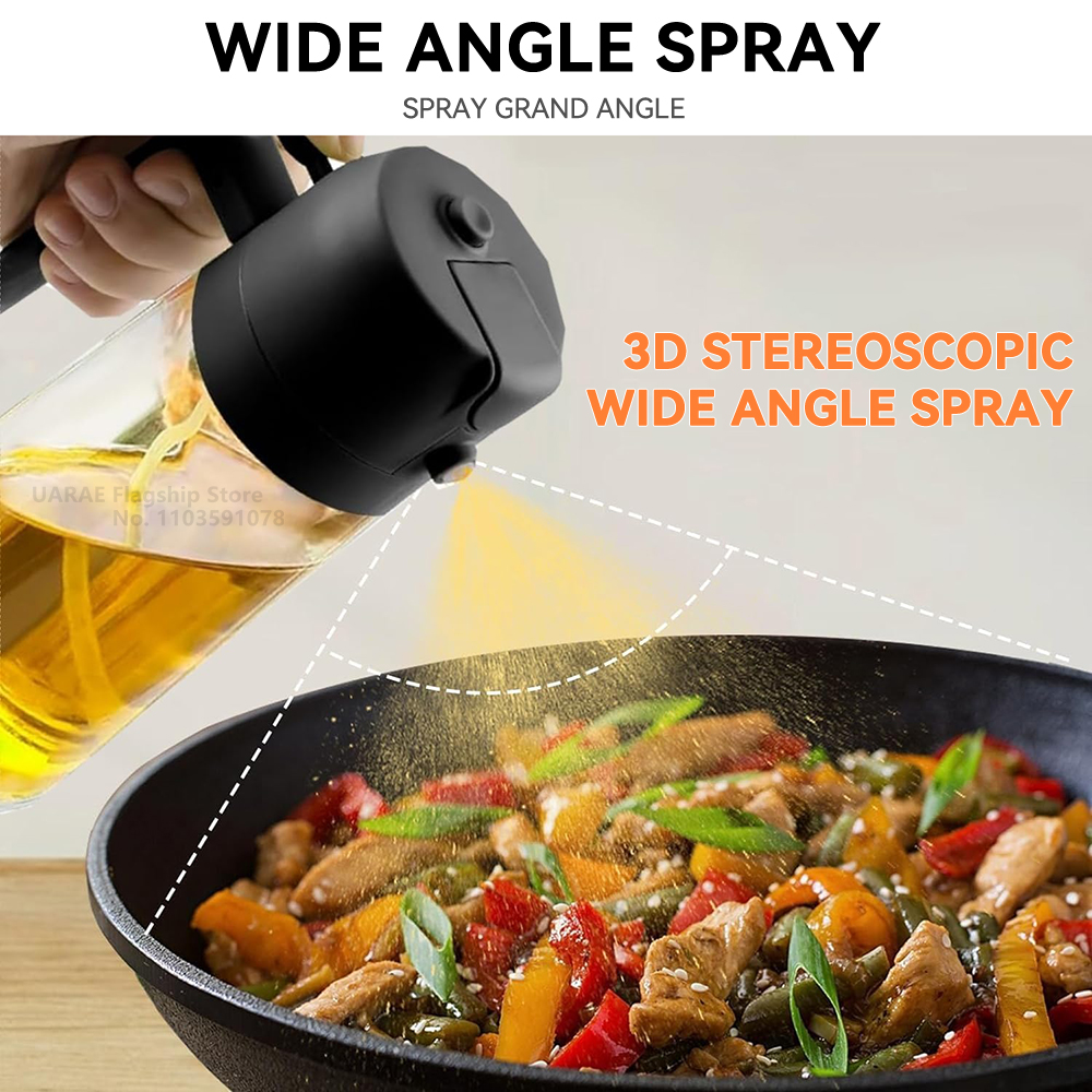 Bouteille d'huile africaine 2 en 1, vaporisateur et verseur, récipient en plastique, distributeur d'huile de cuisine, vaporisateur Cruet pour camping barbecue, 500ml AI0001 – Image 3