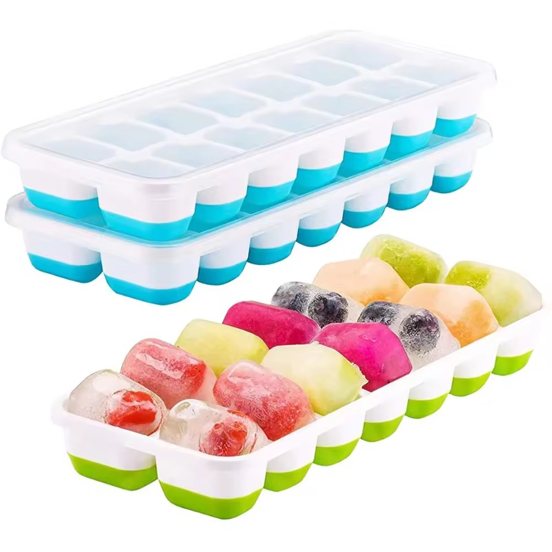 Moules à glaçons en silicone réutilisables avec couvercle, plateaux à glaçons, dégagement super facile, whisky, 14 pièces AI0001