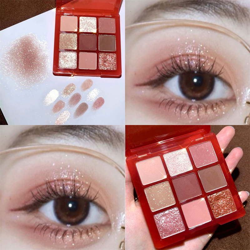 PMurcia-Palette de Fards à Paupières Pailletés, Pigment Waterproof, Longue Durée, Diamant Scintillant, Maquillage Brcorporelle Nude, 9 Documents, 256 AI0001 – Image 6