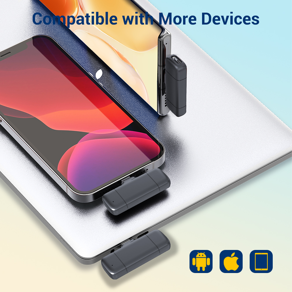 Microphone Lavalier sans fil avec étui de développement, micro-cravate, stéréo, 2.4G, pour téléchargements en direct, extérieur, suppression de bruit l'inventaire AI0001 – Image 5