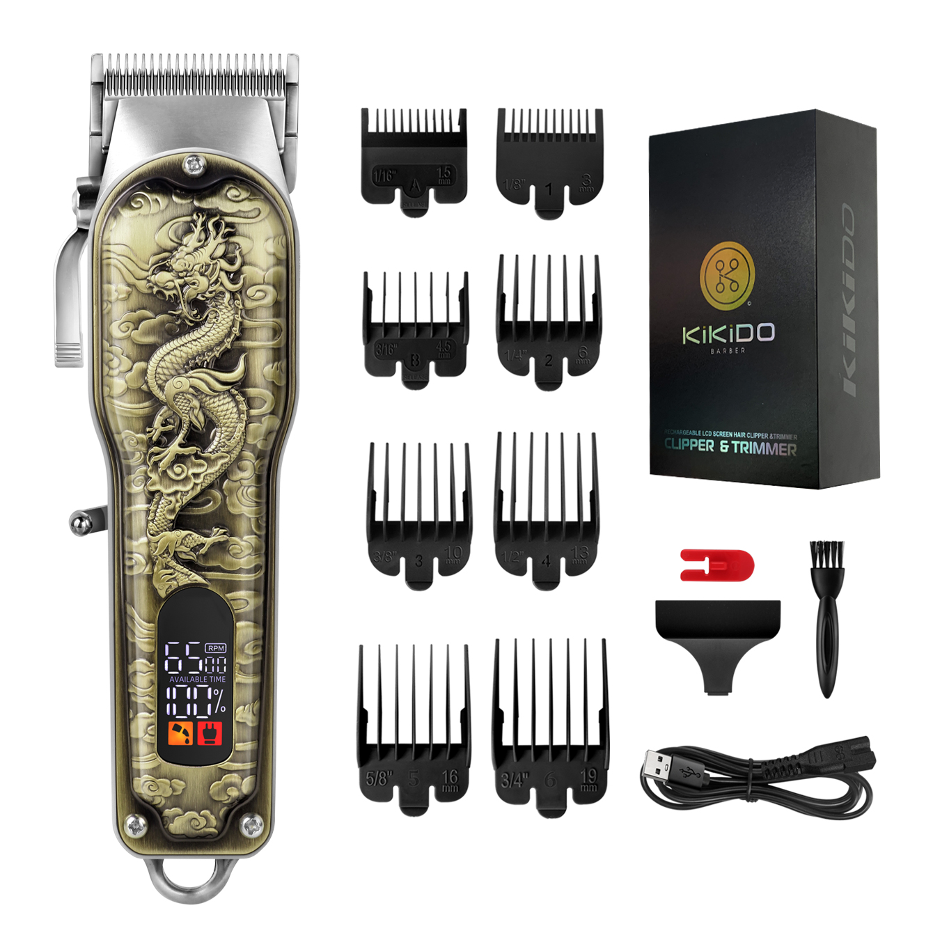 KIKIDO-Tondeuse à cheveux électrique professionnelle pour hommes, tondeuse à barbe aste, kit de machine à couper les cheveux sans fil AI0001 – Image 7