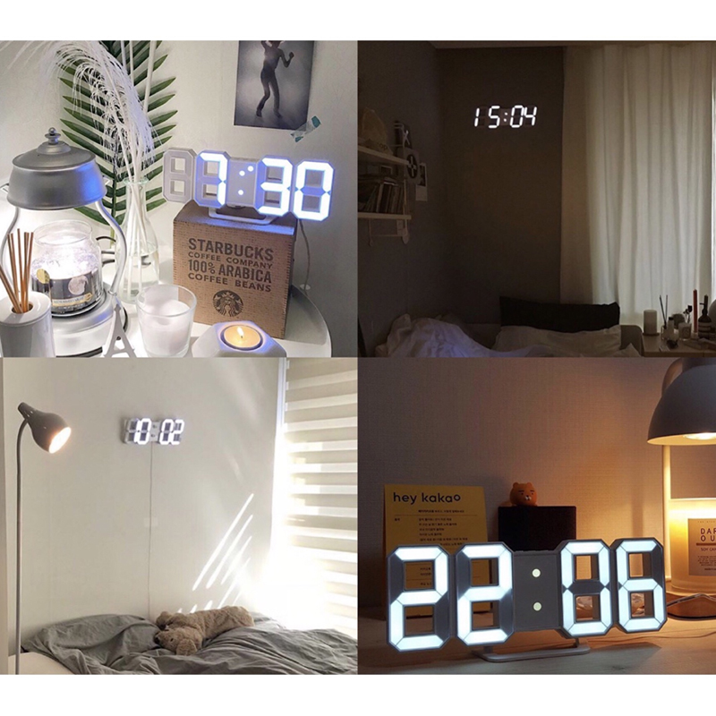 Horloge murale USB 3D Led, 24x9.5cm, numérique, Design moderne, décoration de Table, alarme, veilleuse lumineuse pour bureau AI0001 – Image 3
