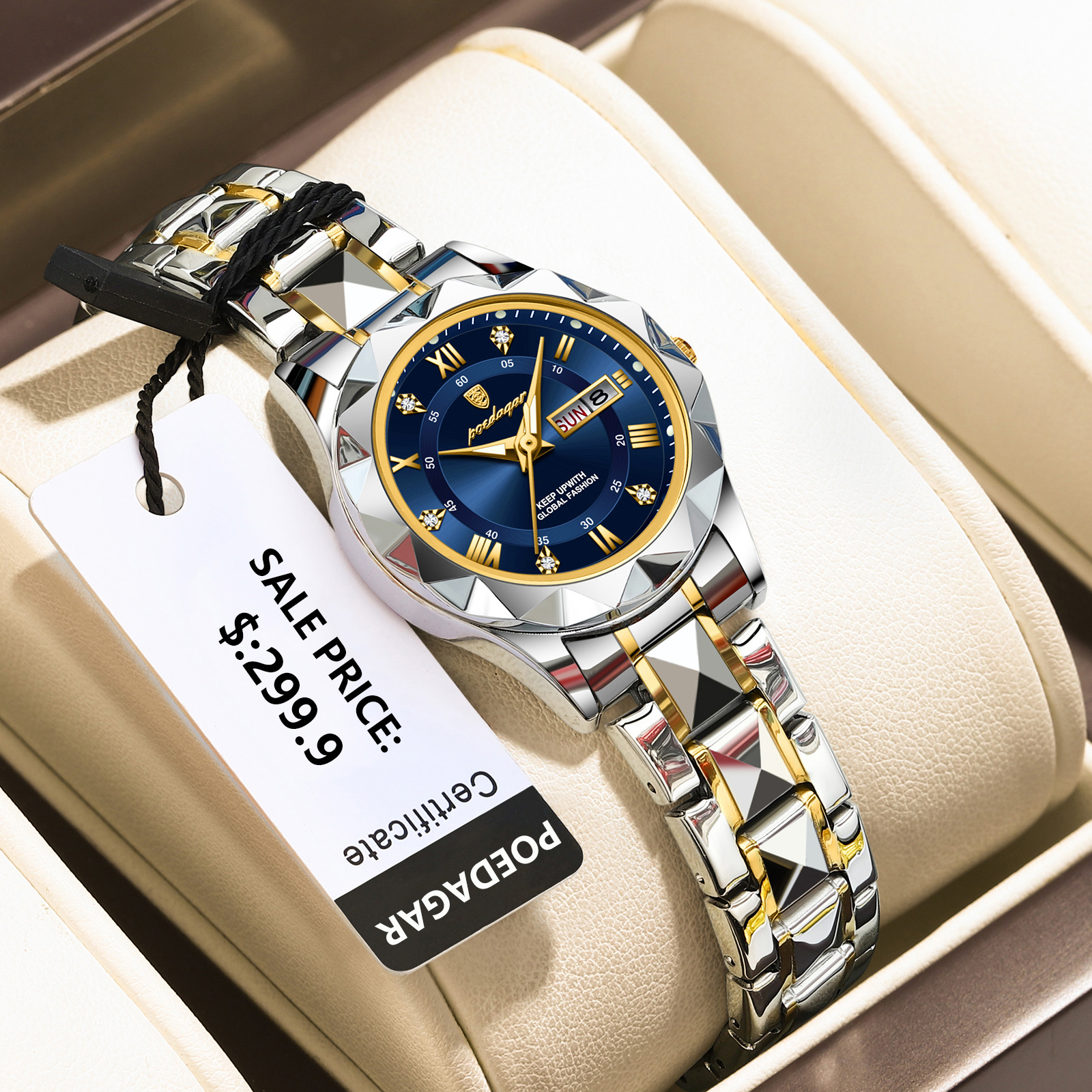 POEDAGAR-Montre-Bracelet de Luxe en Acier Inoxydable pour Femme, Accessoire Étanche, à Quartz, avec Boîte AI0001 – Image 2