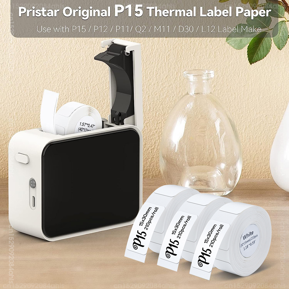 Autocollant adhésif blanc pour imprimante d'étiquettes, rouleau de papier d'étiquettes, ruban d'étiquettes transparent, Marklife P15, P12, Q30, Q30S, 15x30mm, 15x50mm AI0001 – Image 6