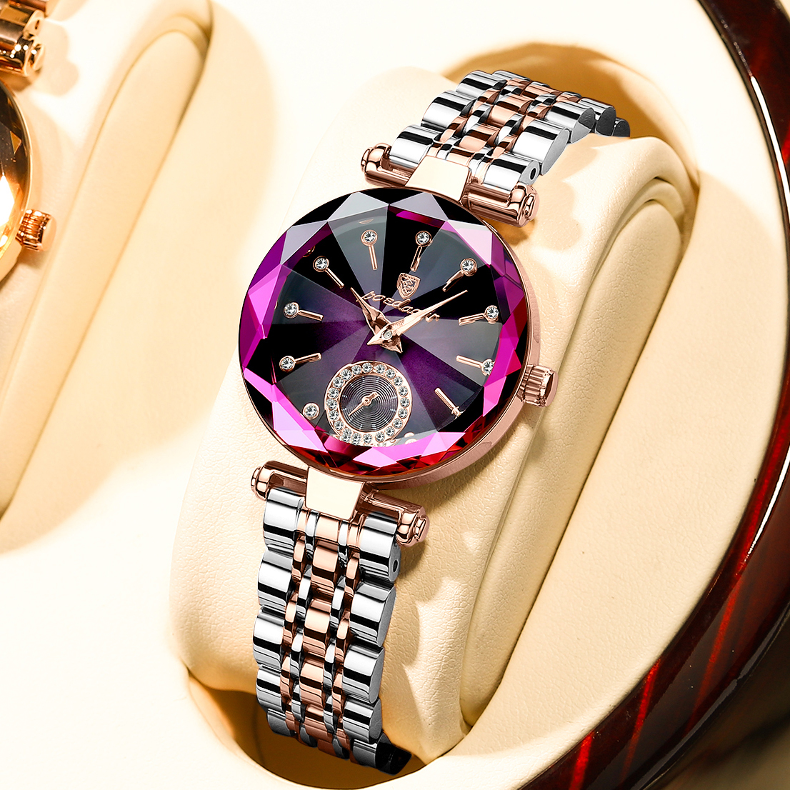 POEDAGAR-Montre-Bracelet de Luxe en Acier Inoxydable pour Femme, Élégante, Étanche, à Quartz, Diamant AI0001 – Image 7