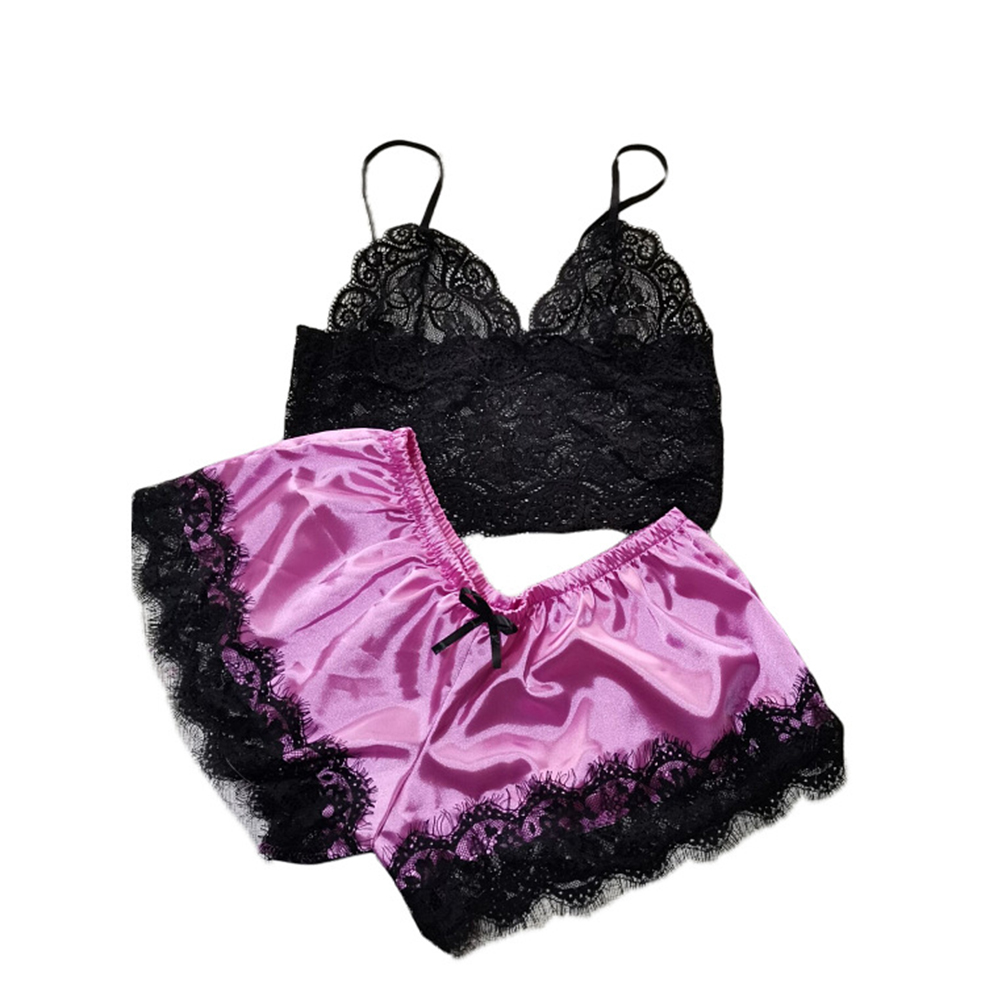 Vêtements de nuit sexy en dentelle pour femmes, nuisette à col en V, ensemble de pyjamas, lingerie, short en Y AI0001 – Image 4