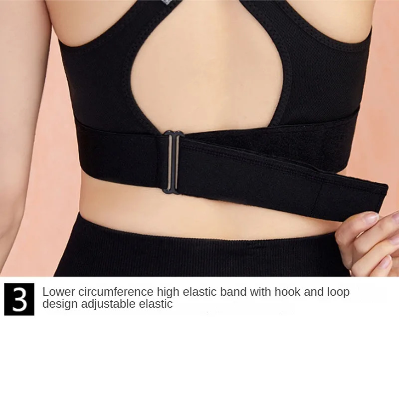 Soutien-gorge de sport froncé sans anneau en acier pour femme, ceinture réglable, fermeture à glissière avant, yoga, course à pied, sous-vêtement antichoc, grande taille AI0001 – Image 4