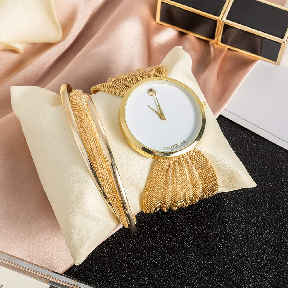 Montre avec Bracelet en maille pour femmes, ensemble Simple, à la mode, de luxe, à Quartz, boîte cadeau pour dames, livraison directe AI0001 – Image 3