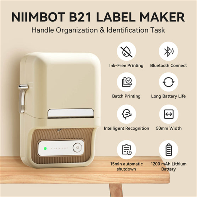 NIIMBOT-Imprimante thermique portable B21, Bluetooth, sans fil, autocollant, auto-adhésif, attro, codes-barres, vêtements, bijoux AI0001 – Image 6