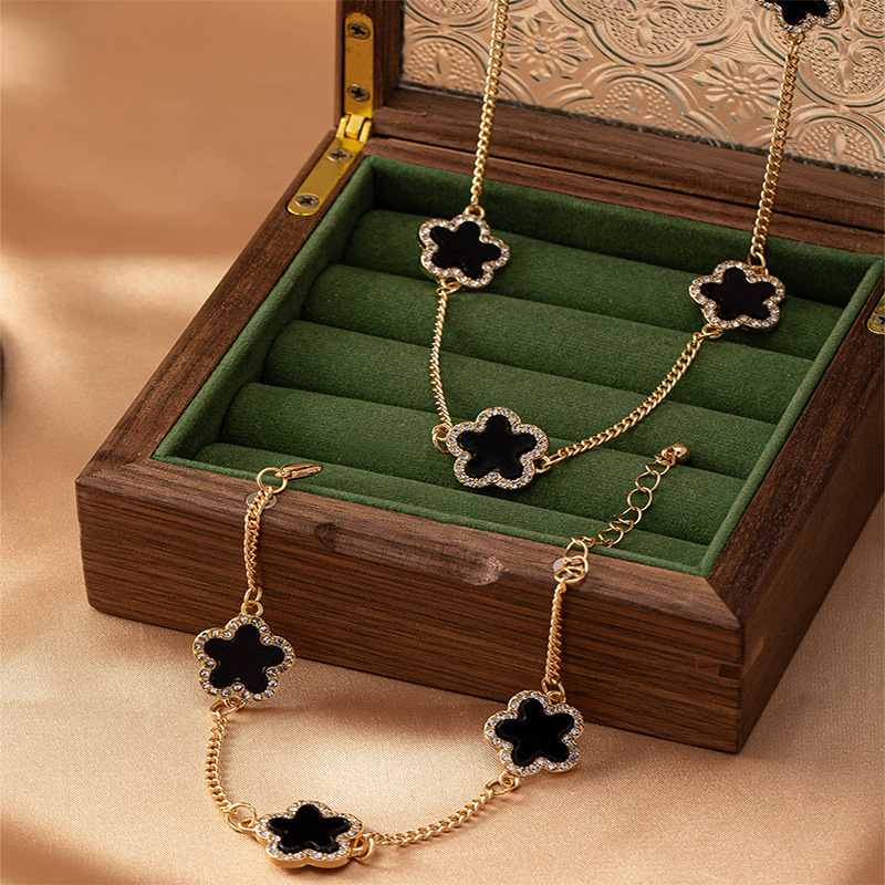 Ensembles de bijoux géométriques en émail de verre pour femmes, collier de fleurs, bracelet, cadeau de fête, avocat, vacances, ensemble de 2 pièces, S018 AI0001 – Image 5