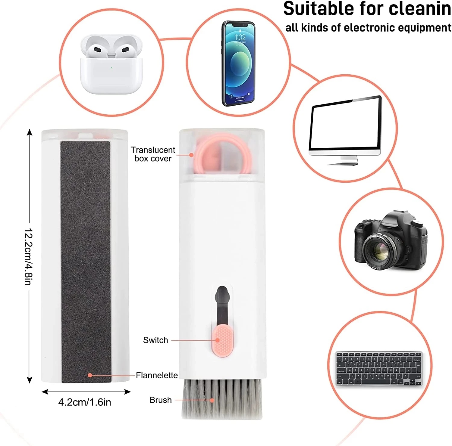 Kit de brosse de nettoyage de clavier d'ordinateur, étui pour casque multifonctionnel, outils de livres, bouteille de pulvérisation, nettoyage, agaçant, écran, livres, 7 en 1 AI0001 – Image 4