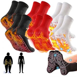 Tourmaline-Chaussettes thermiques auto-chauffantes, chaussettes de santé amincissantes, chaussettes courtes élastiques pour soins de santé, thérapie magnétique, hiver, 1-6 paires AI0001