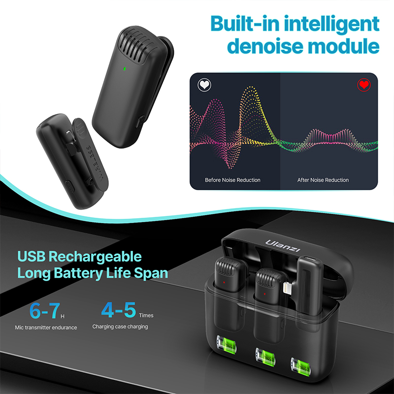 Ulanzi – système de Microphone Lavalier sans fil J12, micro d'enregistrement Audio-vidéo, pour iPhone, Android, diffusion en direct AI0001 – Image 5