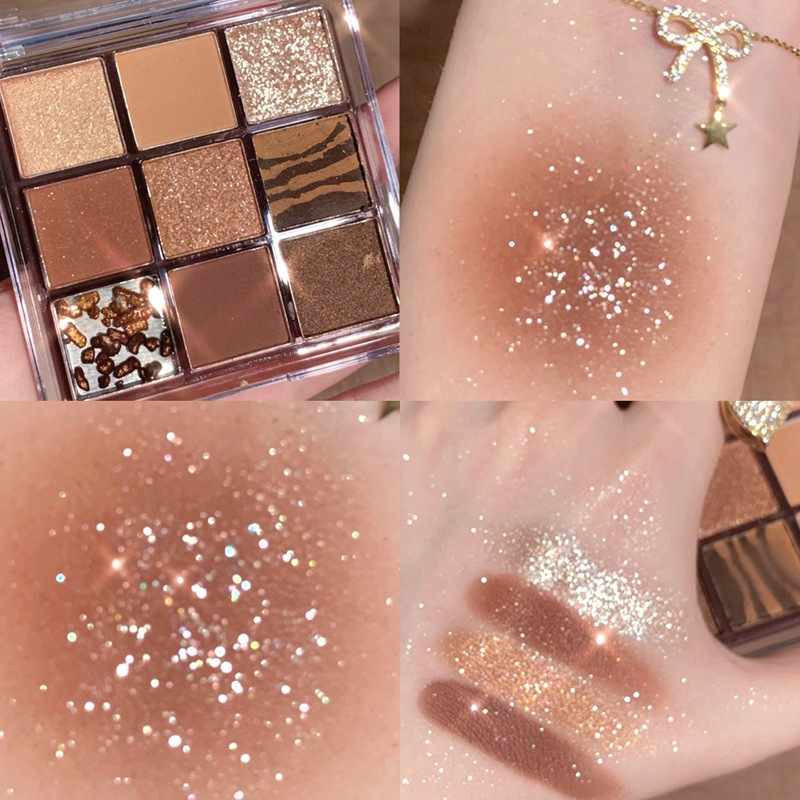 PMurcia-Palette de Fards à Paupières Pailletés, Pigment Waterproof, Longue Durée, Diamant Scintillant, Maquillage Brcorporelle Nude, 9 Documents, 256 AI0001 – Image 5