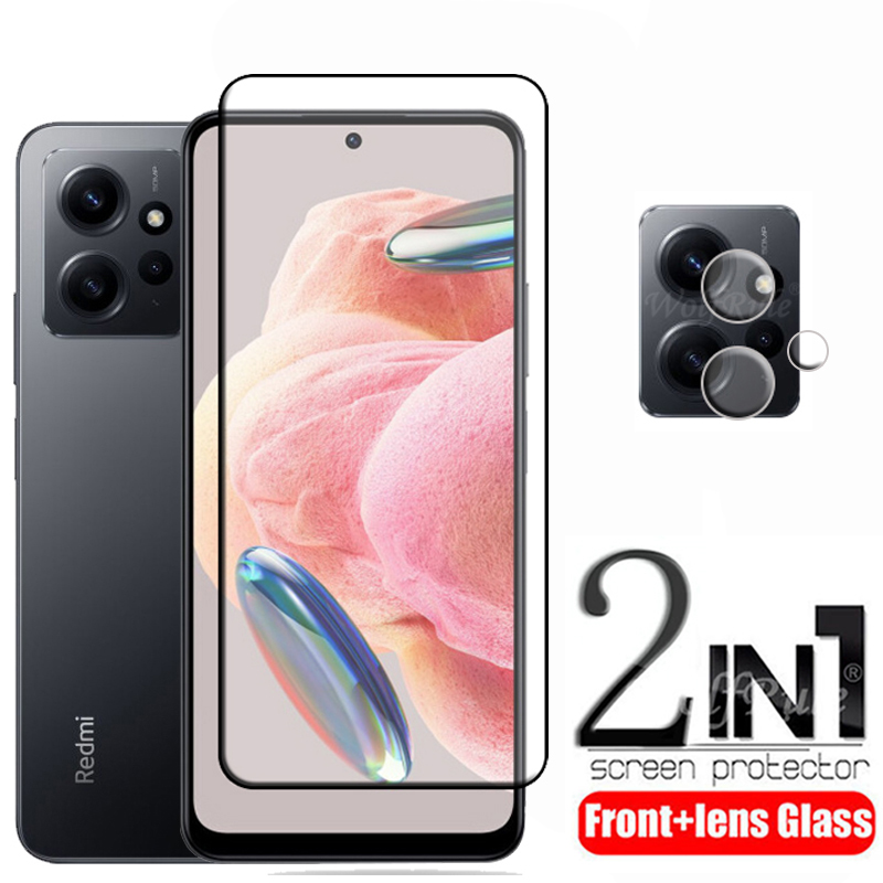 Protecteur d'écran pour Xiaomi Redmi Note 12 Pro Plus, verre d'objectif global, colle à couverture complète, 2 en 1, 5G AI0001