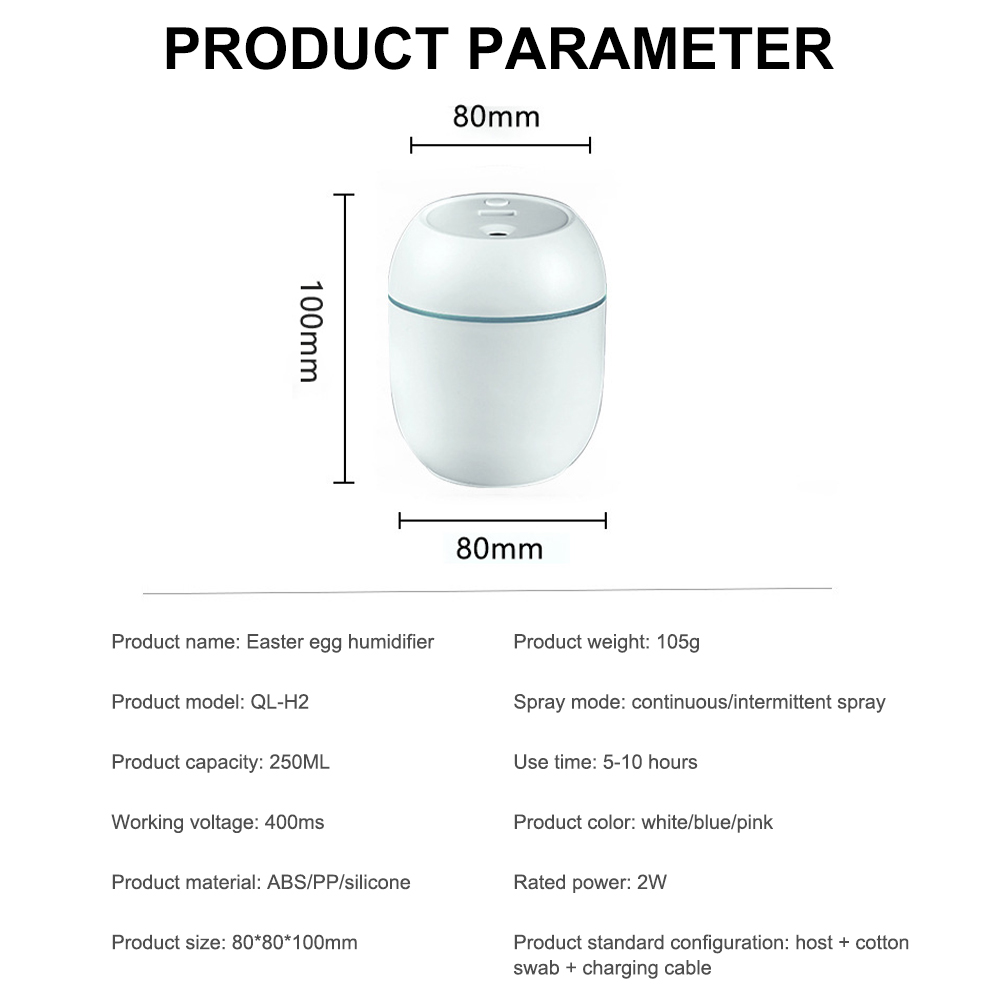 Mini humidificateur d'air de voiture USB, diffuseur d'huiles essentielles d'arôme pour la maison, brumisateur à ultrasons de voiture avec humidificateur de nuit LED, 250ml AI0001 – Image 3