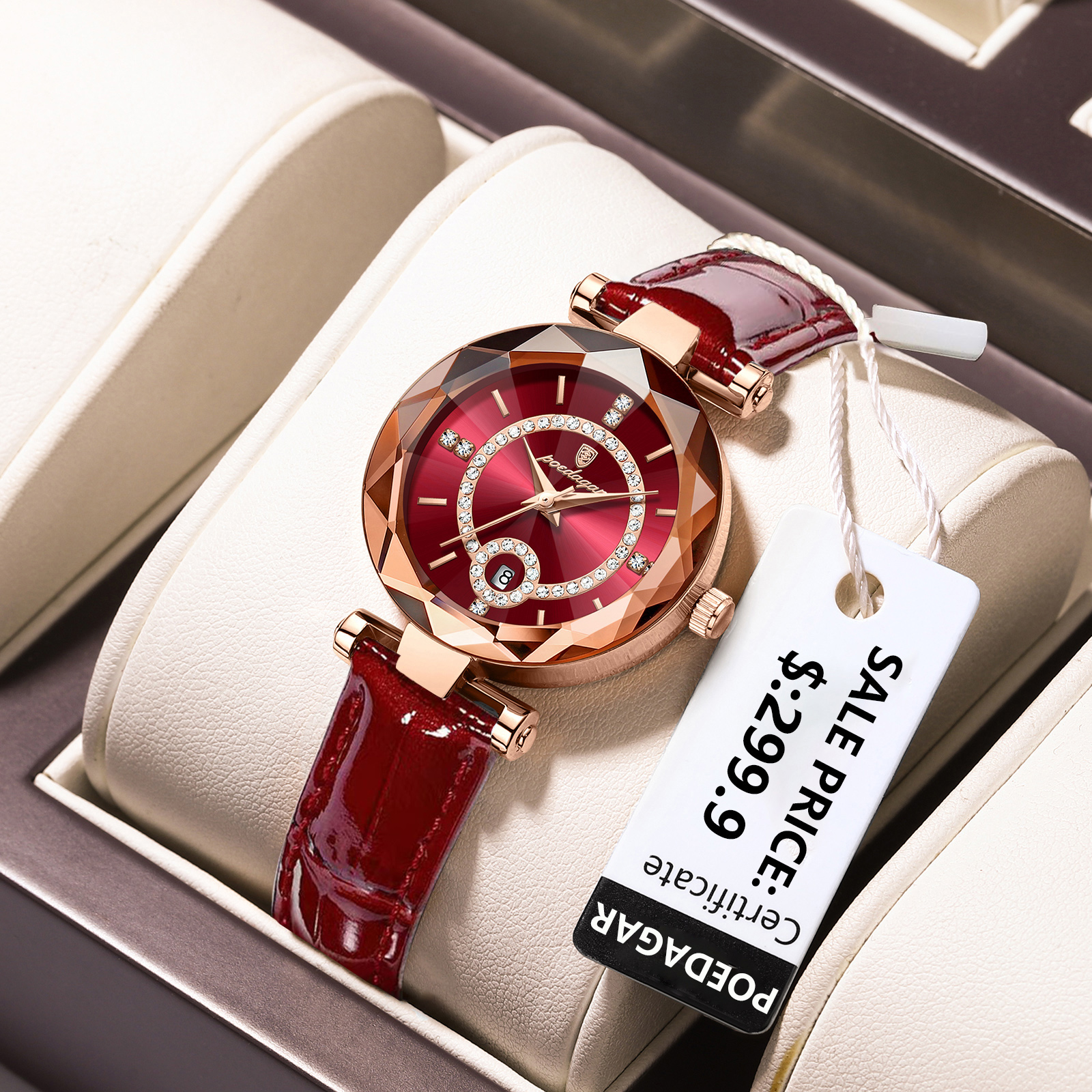 POEDAGAR-Montre de Luxe en Cuir pour Femme, Haute Qualité, Étanche, Date, Décontractée, à Quartz, avec Boîte AI0001