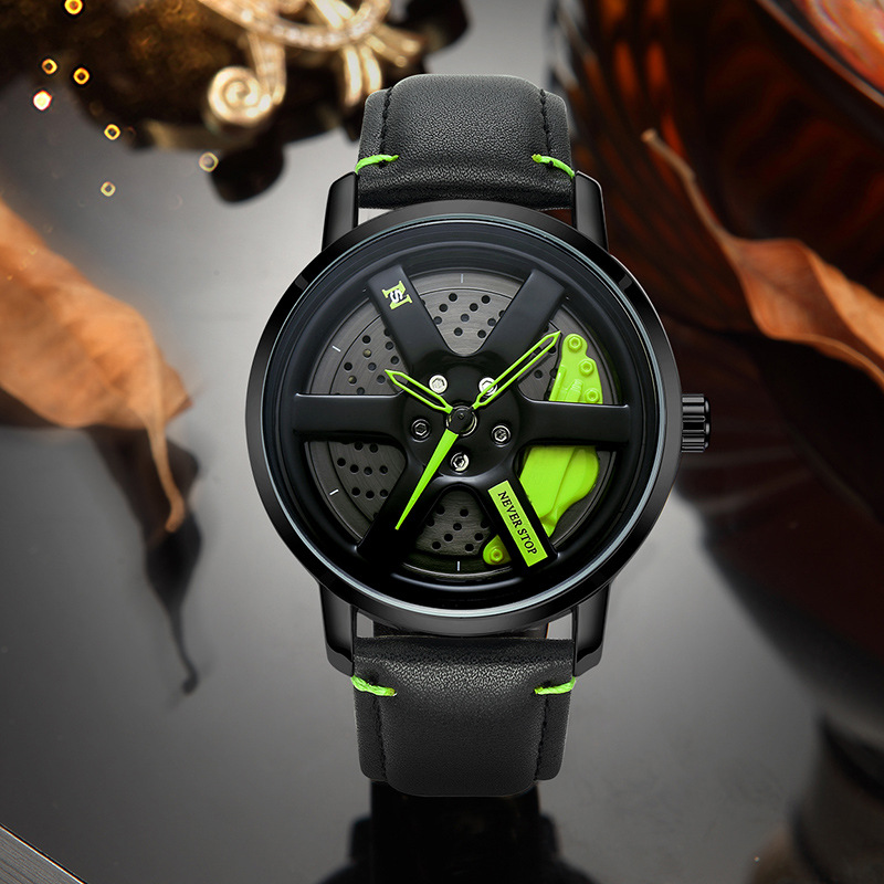 UTHAI L98-Montre-bracelet à quartz en cuir pour homme, étanche, sport, personnalité, hub de voiture, rotation à 360 °, marque de mode AI0001