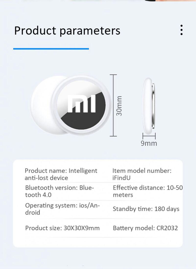 Xiaomi-Mini traqueur GPS portable, localisateur intelligent, Bluetooth 4.0, étiquette, suivi de la maison intelligente, appareil anti-perte, portefeuille pour enfants, cadeau AI0001 – Image 5