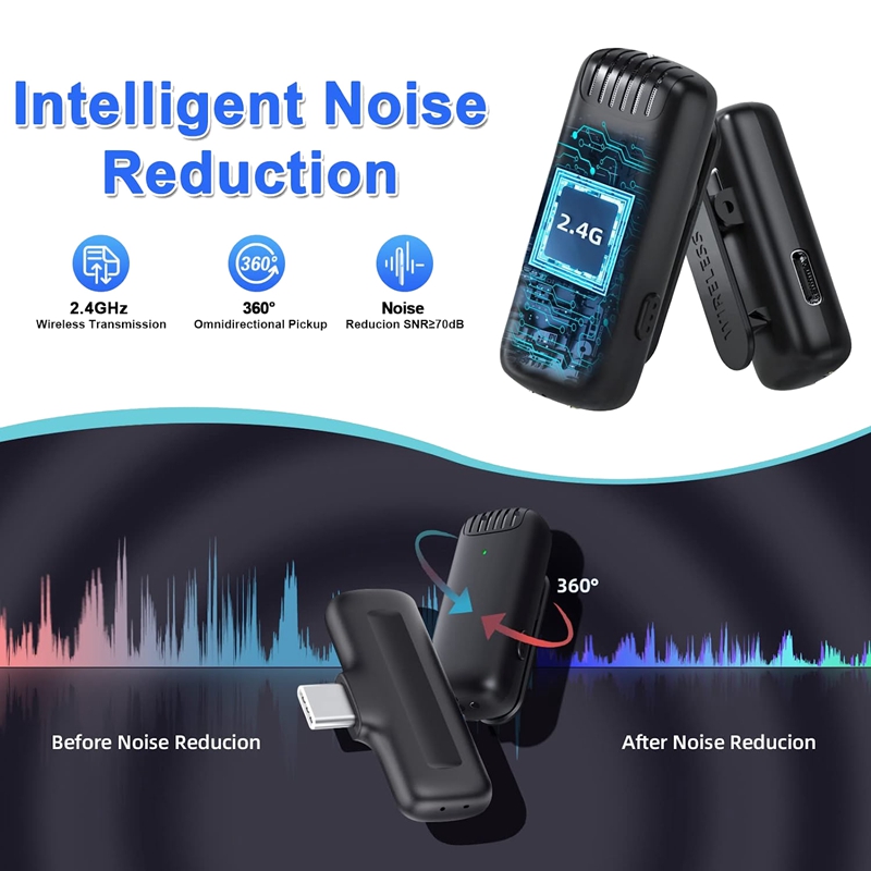 Microphone Lavalier sans fil pour Android de type C, condensateur omnidirectionnel, micro statique pour téléchargements, vidéo, podcast, Vlog AI0001 – Image 2