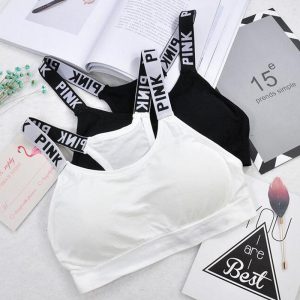 Soutien-gorge Push Up de dehors pour Femme, Sous-vêtement de Fitness, Yoga, Course à Pied, Lettres Noires et Blanches, Sans Couture AI0001