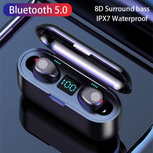 Écouteurs sans fil Bluetooth F9 TWS, casque d'écoute, oreillettes de sport, tactiles, basse stéréo, avec étui de charge 2000mAh, batterie d'alimentation AI0001