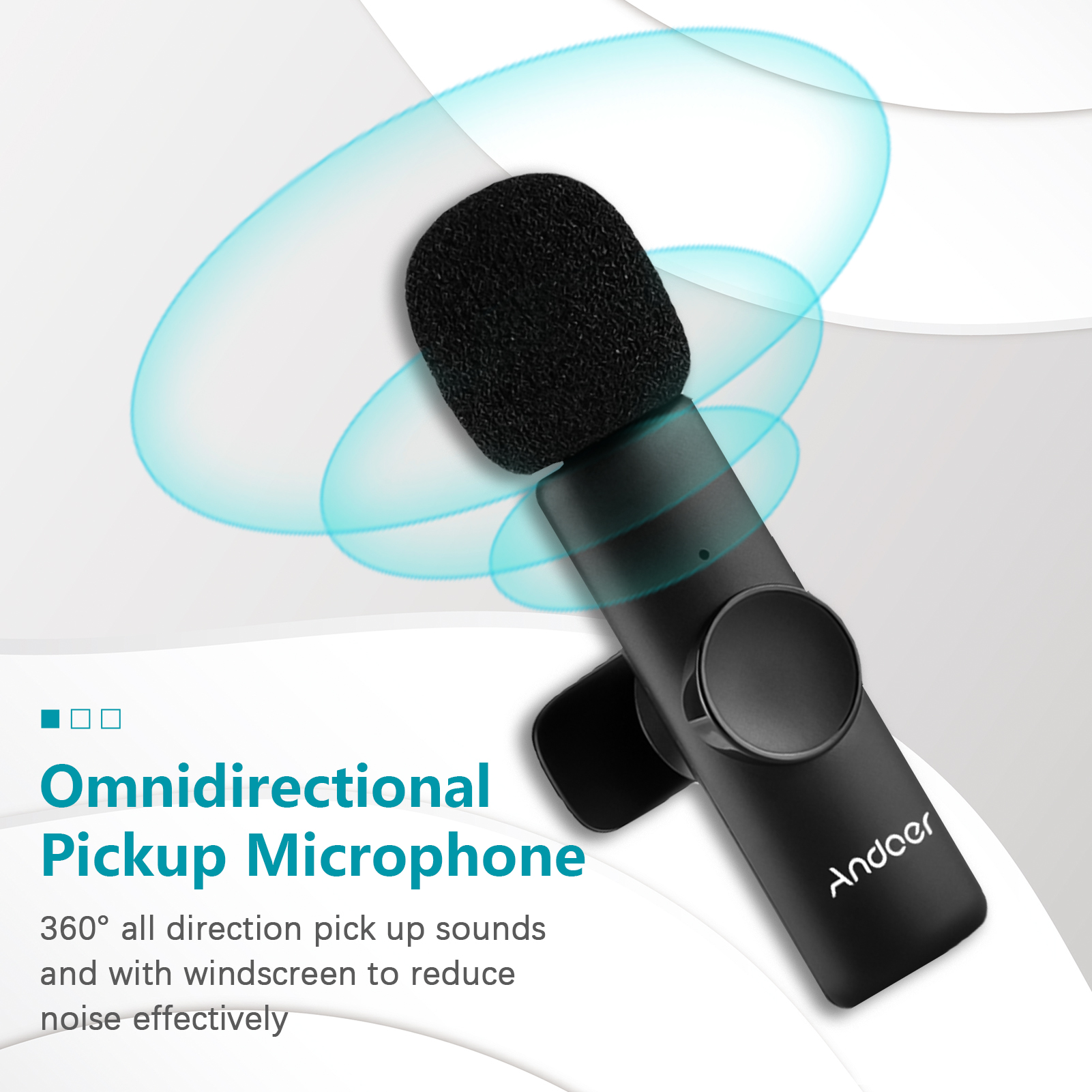 Andoer – système de Microphone sans fil 2.4G, micro à Clip, portée de Transmission de 20m, Plug-and-Play, pour téléphone, tablette, Streaming en direct AI0001 – Image 5
