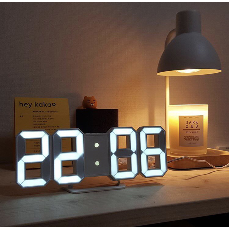 Horloge murale USB 3D Led, 24x9.5cm, numérique, Design moderne, décoration de Table, alarme, veilleuse lumineuse pour bureau AI0001